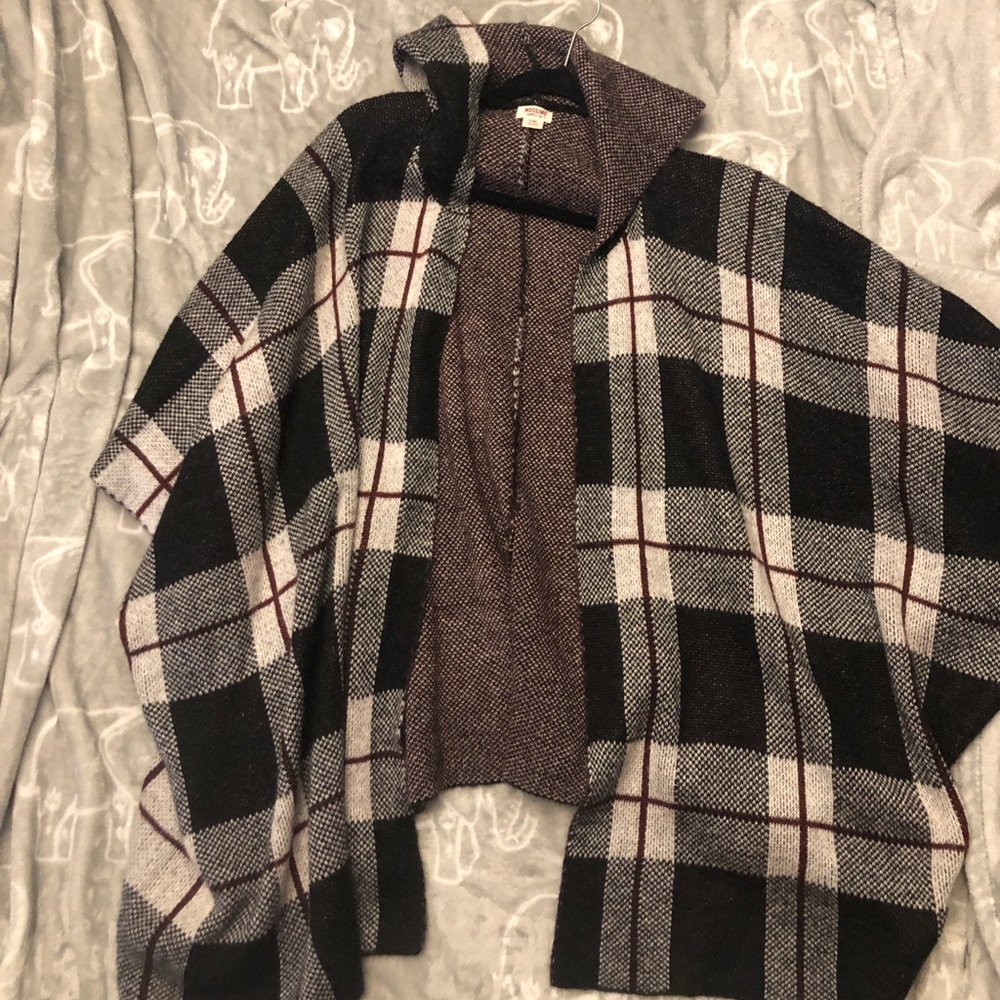 Poncho plaid sweater